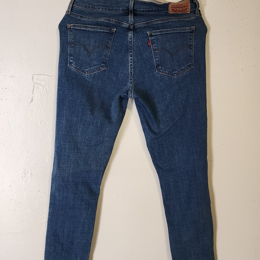 Levis 311 Shapping Dark Blue Women's Distressed Skinny Jeans - Picture 2 of 2